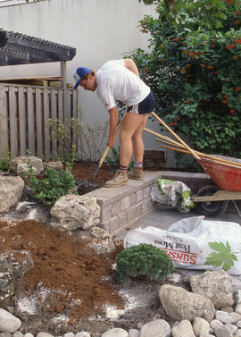 Photograph of Landscape students building a new garden feature
