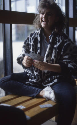 Photograph of student playing cards