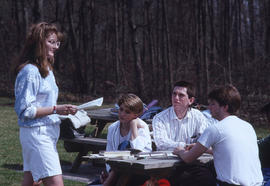 Photograph of a class held on the Arboretum grounds