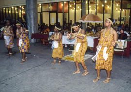 Photograph of Ghanaian visitors performing at Humber