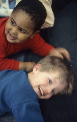 Photograph of two children at play