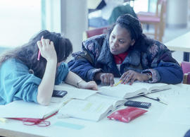 Photograph of two students studying together