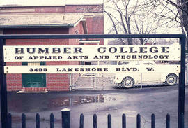 Photograph of Humber's sign outside of James S. Bell Elementary School