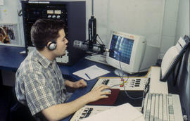 Photograph of student in Humber Radio studio