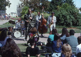 Photograph of The Shuffle Demons performing at the SAC BBQ