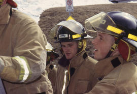 A photograph of Firefighting students in gear