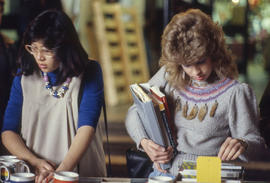 Photograph of students at a bookstore sale