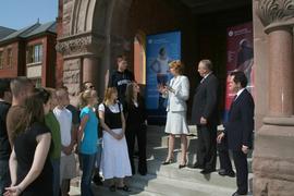 MPP Laurel Broten talks with students as part of a Lakeshore Campus funding announcement : [photo...