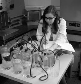 Photograph of a student in the Laboratory Technician program working on an assignment