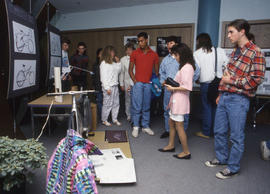 Photograph of students at the Industrial Design fair in Building NX