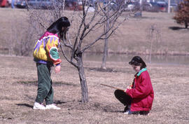 Photograph of children participating in a nature exercise in the Arboretum