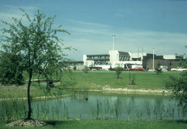 Photograph of the arboretum and campus buildings