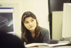 Photograph of student from the Architectural program at a lecture