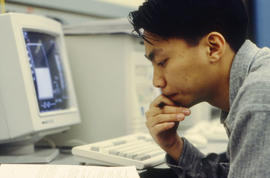 Photograph of a student seated at the computer