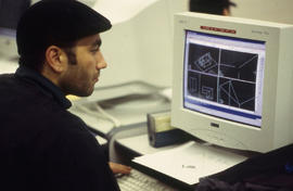 Photograph of a student using the computer
