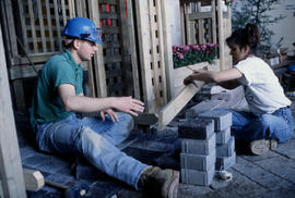 Photograph of Landscaping Students Working on a Display