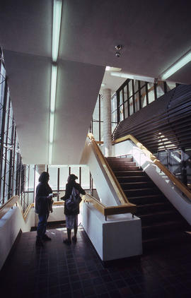 Photograph of the second floor stairwell in E building
