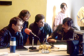 Photograph of a live transmission of the 'Pete 'n Geets' morning show on CFNY-FM