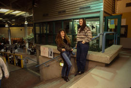 Photograph of students on the stairway at the northern entrance to the Student Centre