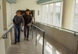 Photograph of students walking the ramp