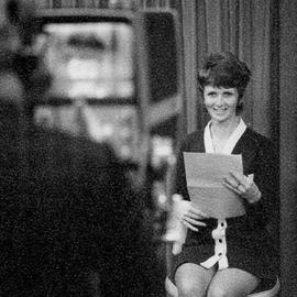 Photograph of Beverley Jemmett Being Filmed in the IMC Television Studio