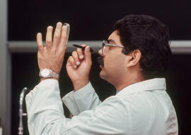 Photograph of a student in the chemistry lab