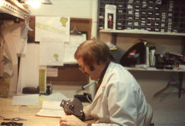Photograph of Kelly Jenkins at an Electronics Workbench in the IMC