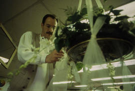 A photograph of a Retail Floriculture student prepares a floral arrangement
