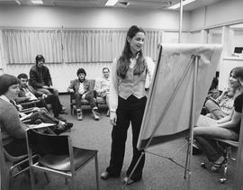 Photograph of a Staff and Student Meeting in the Social Services Office
