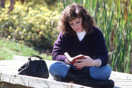 Photograph of a student reading