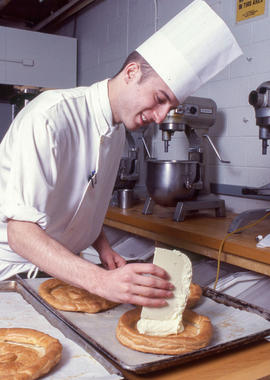Photograph of culinary student at work