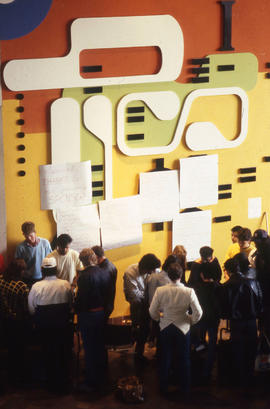 Photograph of students attending an event in the concourse