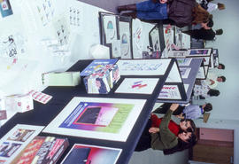 Photograph of a student portfolio exhibition