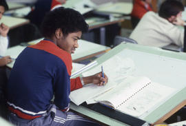 Photograph of drafting student