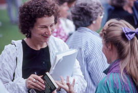Photograph of Margaret Atwood and an unknown person