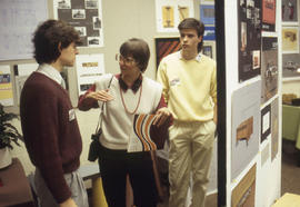 Photograph of students attending a Furniture Design portfolio show