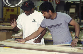 Photograph of two Cabinet Making students