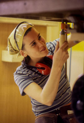 Photograph of student working on woodwork project