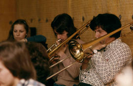 Photograph of Music Students Playing Brass Instruments