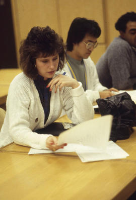 Photograph of students working on an assignment