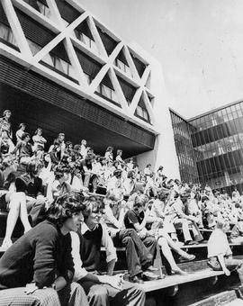 Photograph of Students Gathering for an Outdoor Event at the Amphitheatre