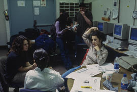 Photograph of students engaged in a discussion