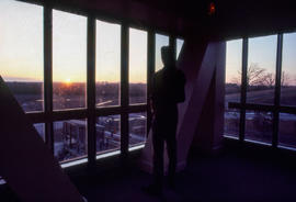 Photograph of a sunset view from F Building.