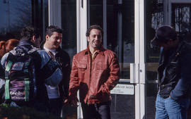 Photograph of a group of students outside a building