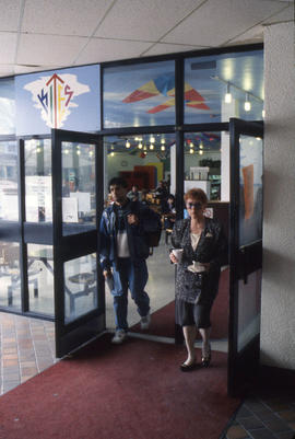 Photograph of People Exiting the Kites Cafeteria