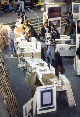 Photograph of a poster fair and sale in the Student Centre