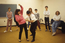 Photograph of Theatre students working together on an exercise