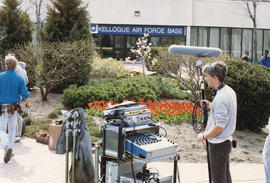 Photograph of Humber North Campus registration entrance used as a filming set