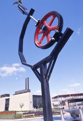 Photograph of a Technology Sculpture Outside of the J Building
