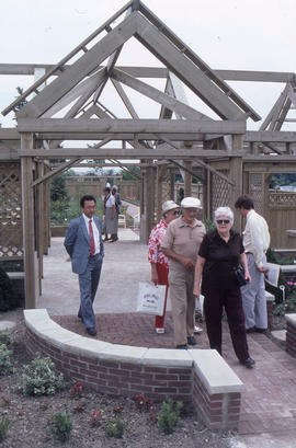 Photograph of visitors at the opening of the Demonstration Gardens